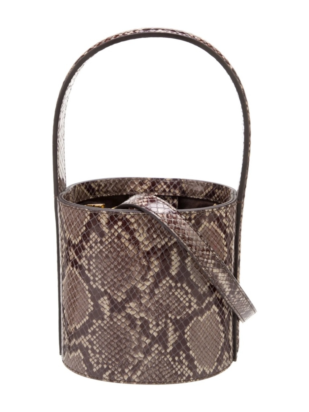 STAUD | Snake-Print Bucket Bag in Brown